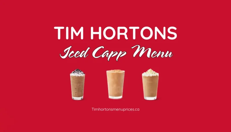 Tim Hortons Iced Capp Menu